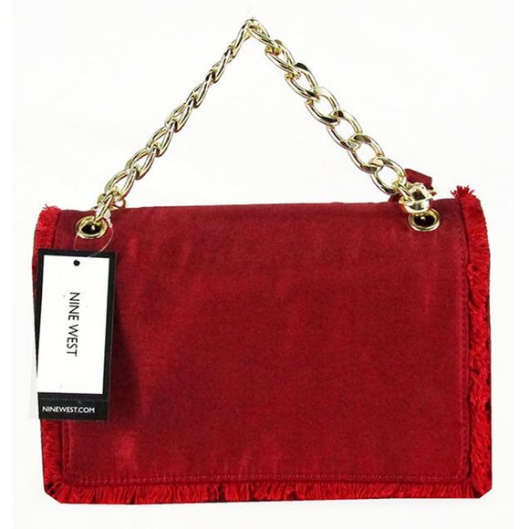 NINE WEST COLMA Ruby Red Fabric Crossbody Bag - Picture 2 of 4